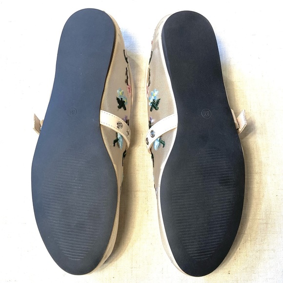 Coutgo Floral Embroidery Mesh Ballet Flats - Picture 7 of 10